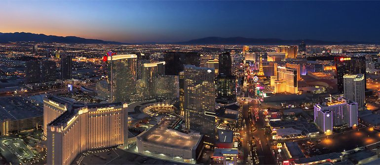 Las Vegas at Dusk and Night | 360° Aerial Panoramas, 360° Virtual Tours